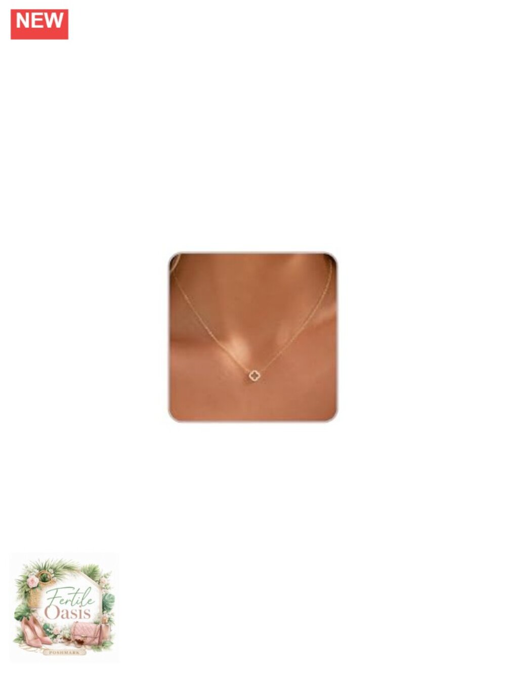 14K Gold Plated Cubic Zirconia Four Leaf Clover Pendant Necklace Dainty Layered